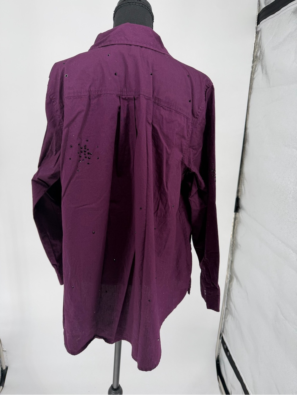 Joan Rivers Embellished Plum Button-Up Shirt plus size - Picture 4 of 6